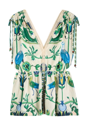 Lug Von Siga Victoria Printed Linen Blouse - Green - 38 (UK10 / S)