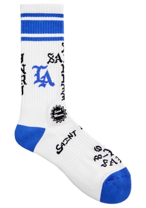 Saint Mxxxxxx Born N Raised Logo Cotton-blend Socks - White - One Size