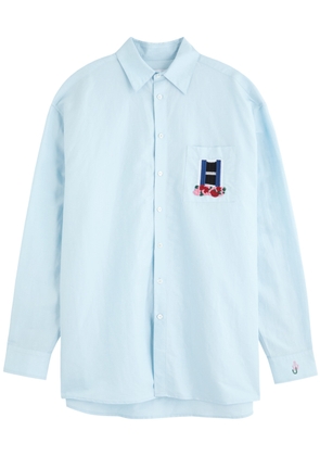 JW Anderson Window Embroidered Linen-blend Shirt - Light Blue - 50 (IT50 / L)