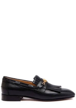 Valentino Garavani Vlogo Fringed Leather Loafers - Black - 43 (IT43 / UK9)