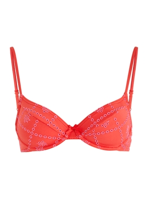 Damson Madder Uma Embroidered Underwired Bikini top - Red - 16 (UK16 / XL)