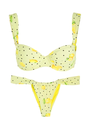 Bondi Born Raya Ruched Designer Black Swimsuit, M - Yellow - L (UK14 / L)