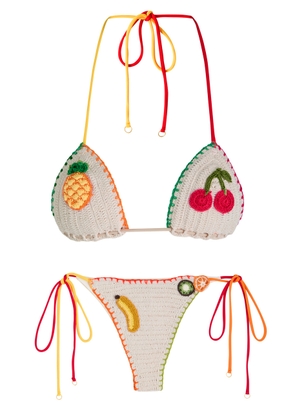 Bondi Born Margot Square-neck Designer Red Swimsuit, M - White - M (UK12 / M)