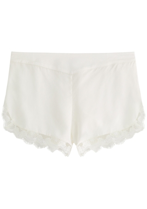 Simone PÉRÈLE Love Me Lace-trim Silk-satin Pyjama Shorts - Ivory - L (UK14 / L)