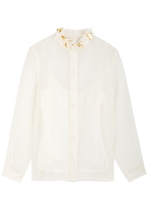 Zimmermann Illuminate Embellished Linen-blend Blouse - Ivory - 2 (UK 12 / M)