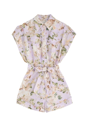 Zimmermann Acacia Floral-print Linen Playsuit - Multi Floral - 2 (UK 12 / M)