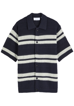 Les Deux Gianni Striped-intarsia Knitted Shirt - Navy - S