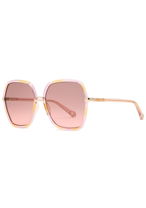Chloe Oversized Square-frame Sunglasses - Pink - One Size