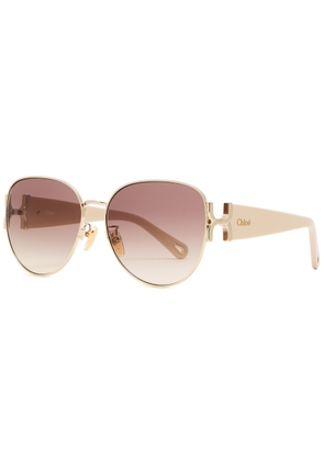 Chloe Round-frame Sunglasses - Gold - One Size