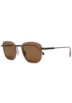 Zegna Square-frame Sunglasses - Brown Brown - One Size