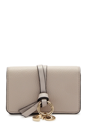 Chloe Alphabet Leather Card Holder - Grey - One Size