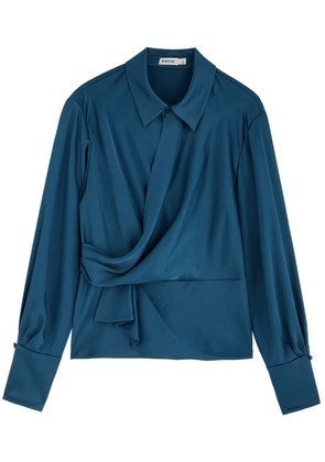 Simkhai Valya Wrap-effect Satin Blouse - Blue - 6 (UK10 / S)