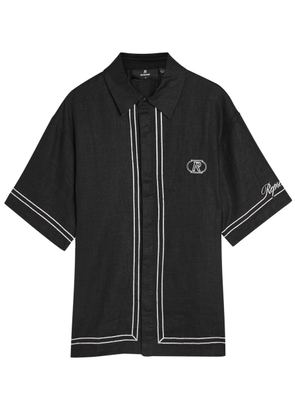 Represent Border Logo-print Ramie Shirt - Black - M