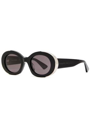 Alexander Mcqueen Oval-frame Sunglasses - Black - One Size