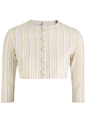 Lisa Marie Fernandez Striped Seersucker Cardigan - White - M (UK12 / M)