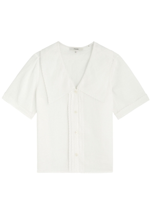 Frame The Scallop Semi-sheer Woven Blouse - White - S (UK8-10 / S)