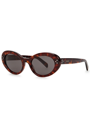 Celine - Oval-frame Sunglasses, Brown, Celine Sunglasses Oval, 100% UV Protection - One Size