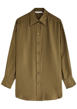 Zimmermann Crush Silk-twill Shirt - Olive - 0 (UK 8 / S)