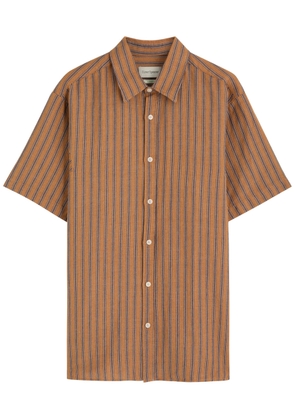 Oliver Spencer Gassison Striped Linen-blend Shirt - Orange - M