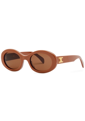 Celine - Oval-frame Sunglasses, Brown, Women Celine Sunglasses, 100% UV Protection - Brown Light - One Size