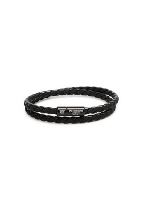 Tateossian Chelsea Braided Leather Wrap Bracelet - Black - One Size