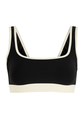Away That Day Palma Scoop-neck Designer Bikini Top, Ivory, L - Black And White - XS (UK6 / XS)