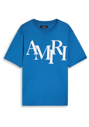 Amiri Staggered Logo Cotton T-shirt - Blue - S
