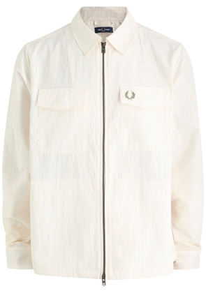 Fred Perry Logo-embroidered Crinkled Shell Overshirt - Cream - XL