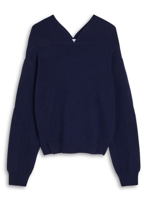Victoria Beckham Panelled Wool-blend Knit Jumper - Navy - L (UK14 / L)