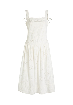 Free People Primavera Broderie Anglaise Cotton Midi Dress - White