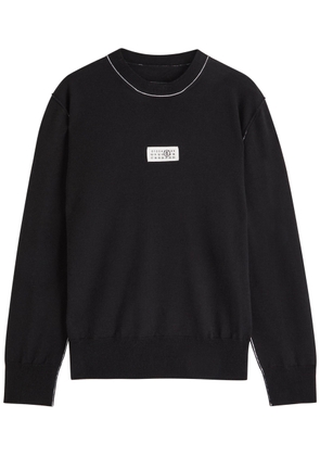 MM6 BY Maison Margiela Label Logo Knit Wool-blend Jumper - Black - XL