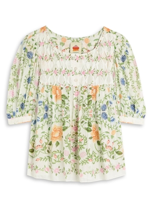Farm Rio Folk Floral-print Cotton Blouse - Multicoloured - M (UK12 / M)