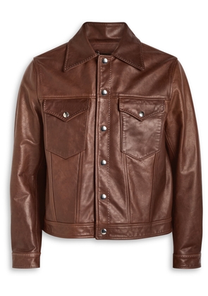 Second Layer Trucker Leather Jacket - Brown - M