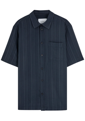 Les Deux Charlie SS Embroidered Cotton Shirt - Navy - M