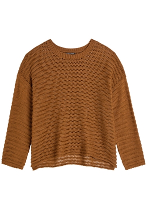 Eileen Fisher Open-knit Cotton Jumper - Bronze - XL (UK 22 / Xxl)