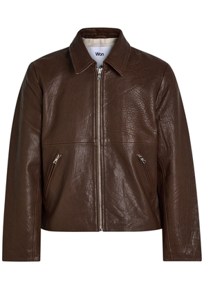 Won Hundred Dutton Textured Leather Jacket - Dark Red - 50 (IT50/ UK40)