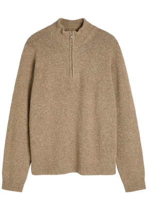 Won Hundred Viaan Half-zip Wool and Silk-blend Jumper - Tan - XL