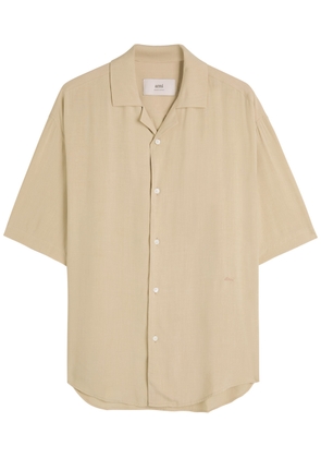 Ami Paris Logo-embroidered Woven Shirt - Off White - 41 (C16 / L)