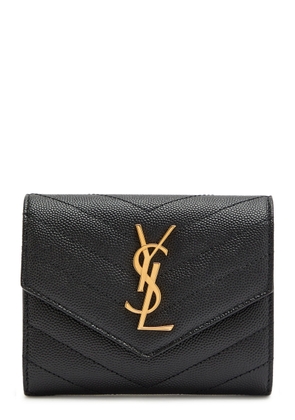 Saint Laurent Logo-plaque Quilted Envelope Wallet - Black - One Size