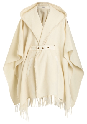 Moncler Fringed Wool Poncho - Natural - One Size
