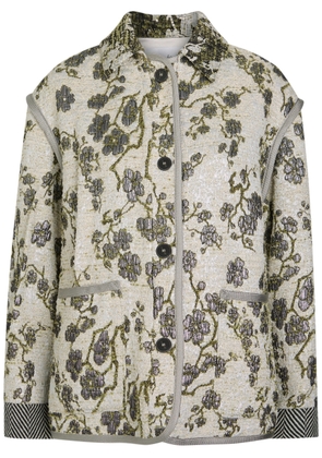 Forte_forte Floral-jacquard Bouclé Jacket - White And Green - 3 (UK 12 / M)