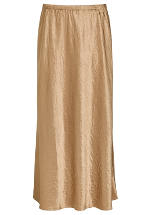 Eileen Fisher Crinkled Satin Midi Skirt - Beige - XS (UK 6-8 / XS)