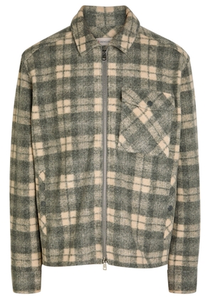 Moncler Logo Checked-intarsia Felt Overshirt - Grey - XL