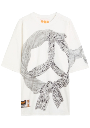 Pdf Channel The Boy White Flake Printed Cotton T-shirt - XL