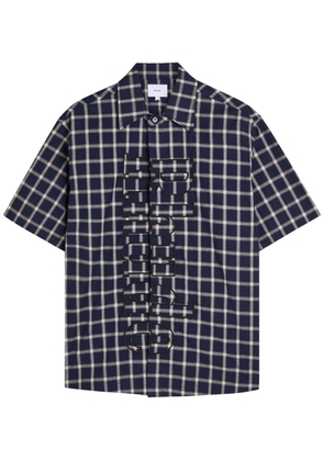 Rhude Center Logo Button Up Shirt - Navy - S