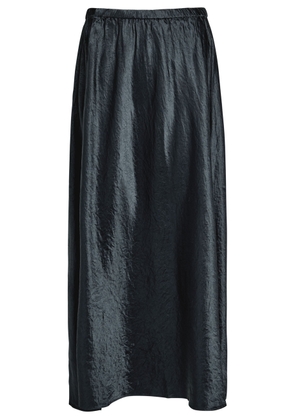 Eileen Fisher Crinkled Satin Midi Skirt - Black - XL (UK 22 / Xxl)