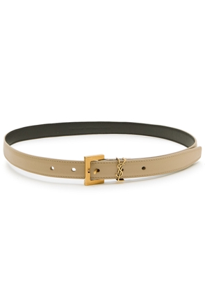Saint Laurent Logo Leather Belt - Beige - 95 (UK16/ XL)