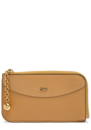 Chloe Charm-embellished Pebbled Leather Wallet - Beige - One Size