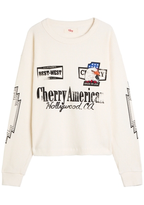 Cherry Los Angeles Best West Thermal Printed Waffle T-shirt - White - M