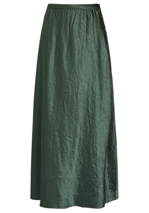Eileen Fisher Crinkled Satin Midi Skirt - Dark Green - L (UK 18-20 / XL)